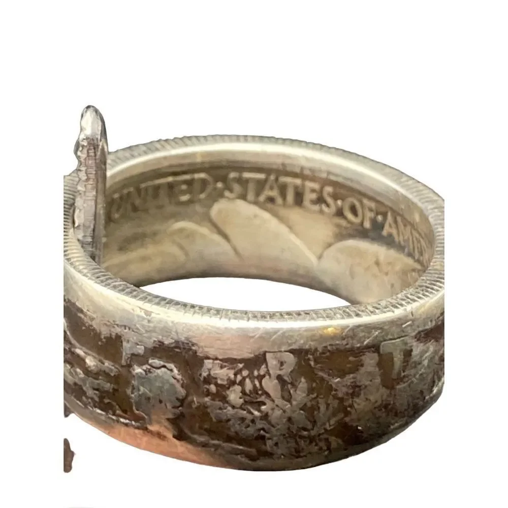 Vintage 1942 Walking Liberty Silver Half Dollar Coin Ring
